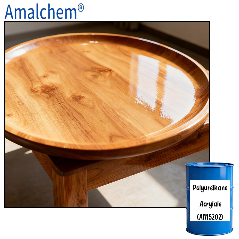 ريسيلات أكريلات البولي إيثير بولييوريثان AM5202 القابل للعلاج بالأشعة فوق البنفسجية من أجل الإنهاء البلاستيكي المتين